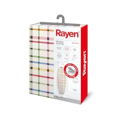 Imagen de Rayen Funda Tabla de Planchar Universal Ajuste EasyClip 3 capas: Espuma, Muletón, tejido 100% Algodón Gama Medium XXL Medida: 150 x 55 cm Estampado