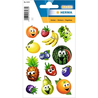 Imagen de HERMA 3233 pegatinas &quot;Frutas&quot; con ojos oscilantes, autoadhesivas motivos de frutas para niños, niñas y cumpleaños, 13 niños