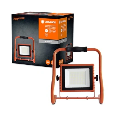 Imagen de LEDVANCE Worklight LED recargable Foco de construcción 110 20W con 4 horas duración la batería, 1600 lúmenes, 4000 K blanco frío, IP 44, cabezal lámpara orientable