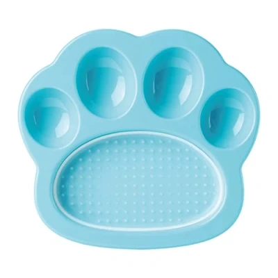 Imagen de PetDreamHouse Paw Mini alimentador Lento 2 en 1 y Almohadilla para lamer, Divertido único Plato de alimentación Lenta Forma Pata con una Intercambiable lamer Patas, Azul