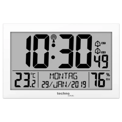 Imagen de Technoline WS 8016 WS8016 Reloj Digital de Pared con indicador Temperatura, plástico, Color Blanco, 225 x 143 24 mm, Blanco