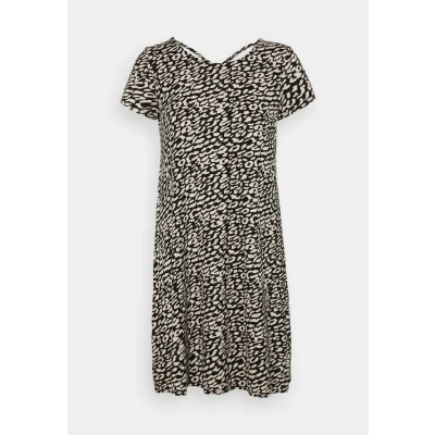 Imagen de Only Onlbera Back Lace Up S/S Dress Jrs Noos Vestido, Black/Aop:Eggnog/ Black Leo, XS Mujer