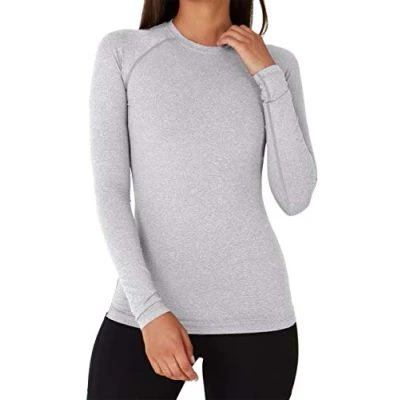 Imagen de TCA Camiseta Termica Mujer Deporte Manga Larga con Tecnología SuperThermal Camisetas Termicas para Running Gym Crossfit Gris Claro, M