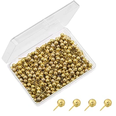 Imagen de Pinnwand Pinnwandnadeln Chinchetes Goldkopf Solaper Map Push Pins con Caja de Almacenamiento para Mapamundi Manualidades (60 unidades, Gold)