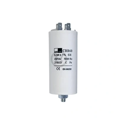 Imagen de DL pro Condensador de motor 31,5 µF 450 V Ø40 x 95 mm universal con casquillos 6,3 AMP y tornillo fijación M8 CBB60 arranque del para aparatos eléctricos domésticos