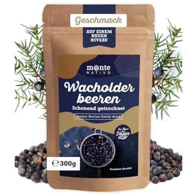 Imagen de Bayas de Enebro Enteras Monte Nativo (300g) Secas para Cocina y Caza Suaves Aromáticas Naturales Sin Aditivos Aroma Intenso Sabor Auténtico