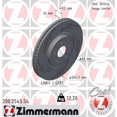 Imagen de ZIMMERMANN 200.2545.54 Disco de freno 355 32 6/5 5 114 ventilación interna, ranurado revestido INFINITI: Q50 Berlina, FX SUV, G Coupé