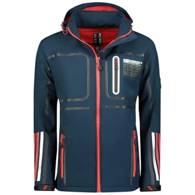 Imagen de Geographical Norway Romano Men Chaqueta Softshell Hombre Impermeable Con Capucha Abrigo Para Hombres Outdoor Cortavientos Resistente Senderismo Esquí Otoño Invierno Primavera (Marino 3XL)