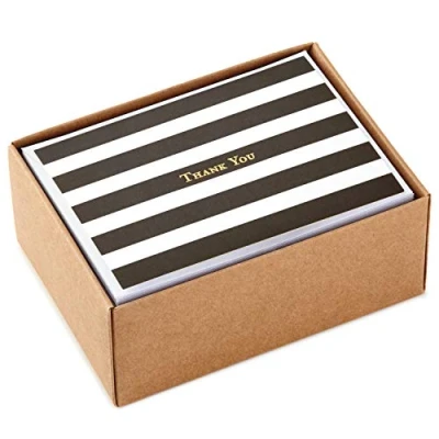 Imagen de Hallmark tarjetas de agradecimiento en caja, lámina dorada, blanco y negro, 40 1 diseño