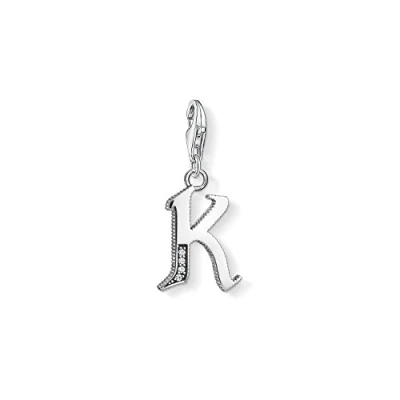 Imagen de Thomas Sabo Colgante de Mujer, Plata Ley 925 con Circonitas Blancas, Plateado, 6 cm, Letra K