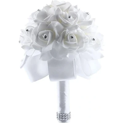 Imagen de PIQIUQIU Ramos de Novia, Nupcial La Novia Ramo Boda Flores Artificial Que Sostienen Las con el Rhinestone 7x9,8 Pulgadas