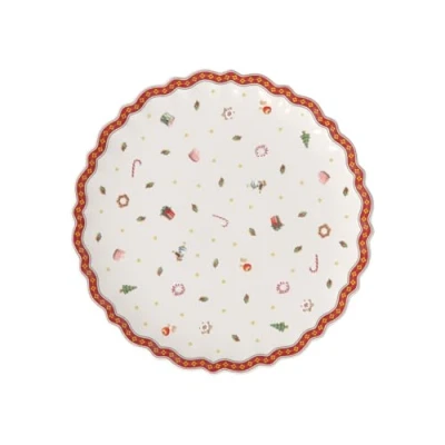 Imagen de Villeroy &amp; Boch 14 8585 2295 Bandeja para Tartas Redonda con pie Toy&#039;s Delight, Navidad, 28 cm, en Festivo Embalaje de Regalo, Porcelana, Blanco/Multicolor