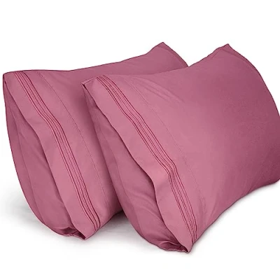 Imagen de Lirex 2 Pack Fundas de Almohada 1800 Hilos, Microfibra Suave Cepillada, Transpirables sin Arrugas y Lavables a Máquina (50x75 cm, Rosa Malva)