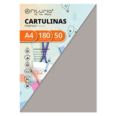 Imagen de Pack 50 Cartulinas Color Gris Tamaño A4 180g