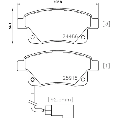 Imagen de HELLA 8DB 355 012 781 Juego de pastillas freno con contacto avisador desgaste accesorios FORD: Transit Mk6 Furgón
