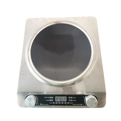 Imagen de Placa de inducción, cóncava inducción comercial3500W alta potencia sin panel cristal negro Llama cocina eléctrica 380X338X85mm