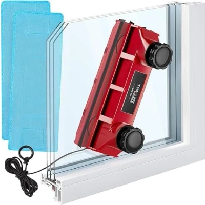 Imagen de Tyroler Bright Tools Limpiacristales Magnético The Glider D 2 AFC Limpiador de Ventanas para Interior y Exterior Acristalamiento Simple o Doble 18 mm Potencia Imán Ajustable