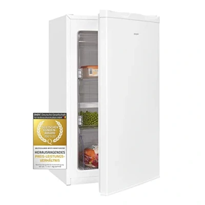 Imagen de Exquisit® Congelador Table Top, 63L, Clase E, Color Blanco, Altura Regulable, Ruedas Traseras, 1 Cajón y 2 Bandejas de Fácil Acceso, Consumo 157 kWh/año, Medidas 82,5x45,3x46 Cm.