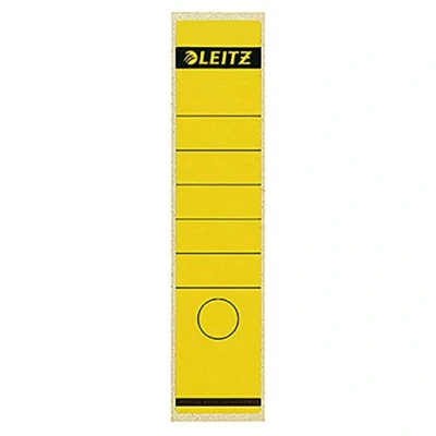Imagen de Leitz etiquetas Adhesivas para Lomo Archivadores de Palanca Cartón 80 mm, Amplias, Largas, 61.5 x 285 Papel, 16400015, Amarillo, Pack 10