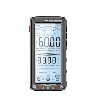 Imagen de 681 6000 Contador Multímetro Digital Smart Anti Burn Recargable Medidor Universal NCV Probador LCD grande de 5 pulgadas con linterna retroiluminada para voltaje Corriente Resistencia