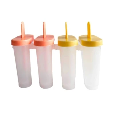 Imagen de Fackelmann Poleros, Moldes para Helados, Polipropileno de Grado Alimenticio, libre BPA, Fácil Desmoldado, Aptos Lavavajillas, incluye 4 uds, 15x6x11 cm, Amarillo y Naranja Pastel