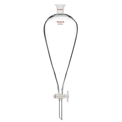 Imagen de StonyLab 2000 ml Embudo Separador, Separatory Funnel de Pared Pesada Vidrio Borosilicato con Juntas 24/40 y Tapón PTFE 2L (2 litro)
