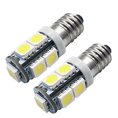 Imagen de Ruiandsion 2 bombillas LED E10 de 12 V 5050 9SMD, color blanco E10, con base rosca en miniatura, V, linterna trabajo