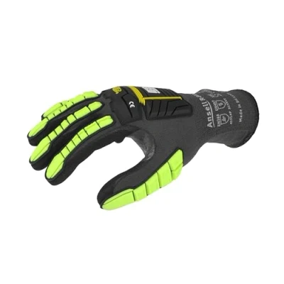Imagen de Ansell Ringers R840 Guantes Trabajo contra Impactos, Diseno Ultraligero con Recubrimiento Nitrilo Antiabrasion, Mecanico Industrial, Hombre y Mujer, Negro, Talla S (1 Par)