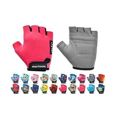 Imagen de Guantes Bicicleta MTB BMX Ciclismo Montaña Carretera Fitness Gimnasio Bici Escalada Senderismo y Otros Deportes Deportivos Sin Dedos para Mujer Hombre (JR XS 6 6,5cm, Pink)