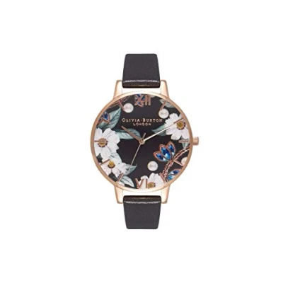 Imagen de Olivia Burton Reloj Analógico de Cuarzo para mujer con Correa en piel Negro OB16BF04