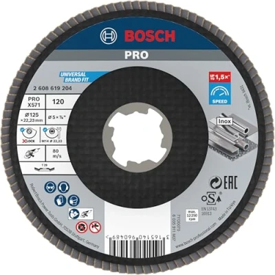 Imagen de Bosch Professional Best Disco de láminas (para metales, X LOCK, X571, Ø125 mm, grano K120)