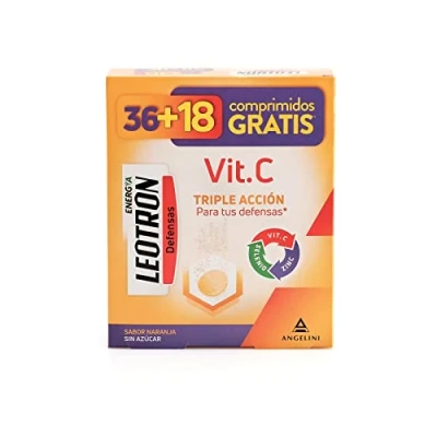Imagen de LEOTRON vitamina C 36+18 comprimidos efervescentes Complemento alimenticio con C, zinc y selenio edulcorantes