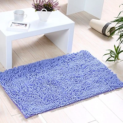 Imagen de ele ELEOPTION Suave Shag Alfombra de ba?o Cocina Puerta Pies Estera Tira Antideslizante Absorbente Felpudo Alfombras Ducha Peluda 45 x 70 cm, P¨²rpura
