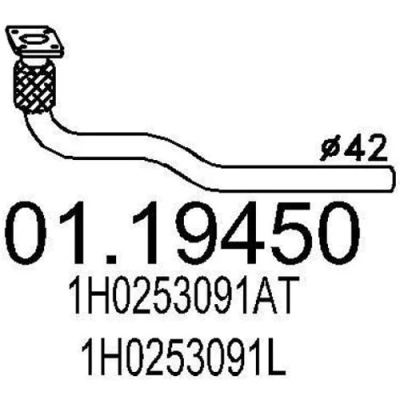 Imagen de MTS 01.19450 Tubo de escape 910 delante para silenciador intermedio SEAT: Ibiza 2, TOLEDO 1, VOLKSWAGEN: GOLF 3, Passat B3/B4 Berlina
