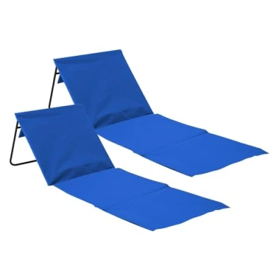 Imagen de ORION91 Esterilla Plegable de Playa Acolchada con Respaldo (Pack 2), Acero y Tela Oxford, Jardín, Impermeable, 153x51x42 cm (Largo x Ancho Alto), Color Gris, Azul, Verde o Rojo