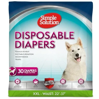 Imagen de Simple Solution Pañales desechables para perro perros mujeres, superabsorbentes, a prueba de fugas, mujeres con calor, orinación excitable, incontinencia o entrenamiento cachorros