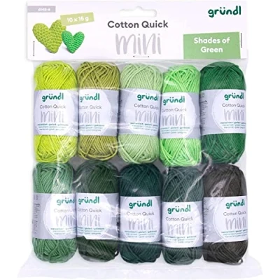 Imagen de Gründl lana Cotton Quick Mini Shades conjunto para tejer y ganchillo de 100% algodón 10 x 15 g, g /37 m, verde