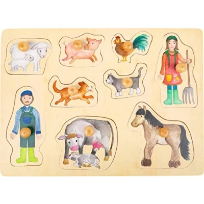Imagen de Small Foot Company 11500 Rompecabezas de Encaje la Granja y Vida en el Campo Madera con Diferentes Motivos,a Partir los 12 Meses juguetes, Multicolor (11500) , color/modelo surtido