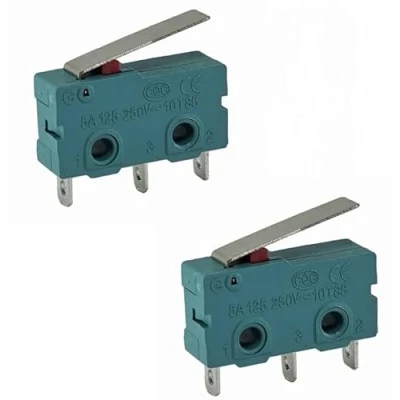 Imagen de 2 unidades, micropulsadores de 3 pines, 250 V, 5 A, posiciones ON/UN interruptor límite con brazo palanca, cambio, microinterruptor sensible al tacto, para mecánica,