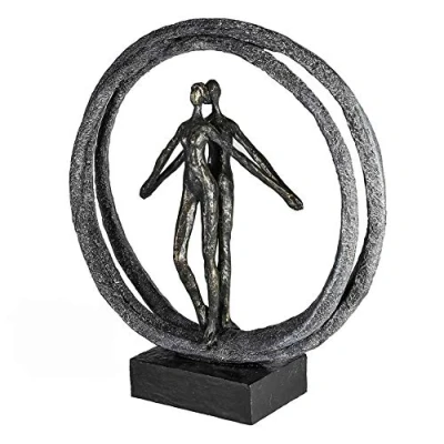 Imagen de Casablanca Escultura Figura Decorativa Par en Anillo Poli Color: Bronce Altura 40 cm