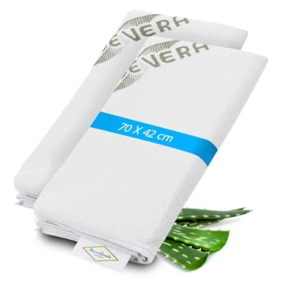 Imagen de MaxxGoods Juego de 2 fundas almohada aloe vera, 70 x 42 cm, hipoalergénicas, respetuosas con la piel, transpirables y fáciles limpiar, para ortopédica