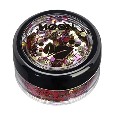 Imagen de Mística Purpurina Gruesa Biodegradable Eco de Moon Glitter 100% Cosmética Bio para Cara, Cuerpo, Uñas, Pelo y Labios 3g Celebracion