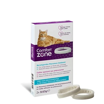Imagen de el Collar calmante de feromonas para Gatos Les Ayuda a sentirse Seguros y satisfechos, Estar tranquilos Reducir estrés, la ansiedad Comportamiento no Deseado, Paquete 2 Collares