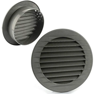 Imagen de MKK 17969 Rejilla de ventilación, escape, para exterior, protección contra insectos, color blanco, gris, marrón, 60, 70, 80, 90, 100, 120, 125, 150 mm, Ø 90 mm