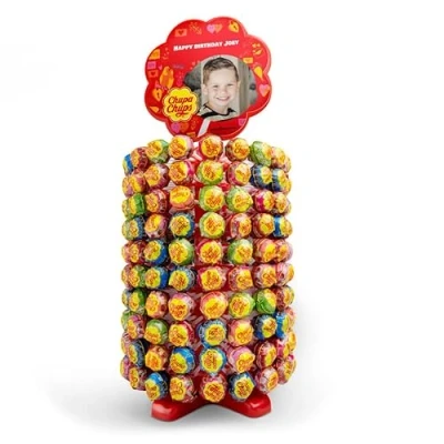 Imagen de Chupa Chups Rueda personalizada con foto Torre de 200 piruletas y 6 sabores diferentes
