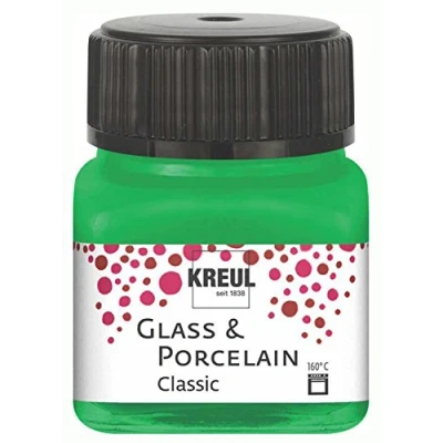 Imagen de KREUL 16223 Vidrio Verde clásico, en Bote, Pintura Brillante al Agua para y Porcelana, de Secado rápido, Opaca, Color Green, 20 ml (16223)