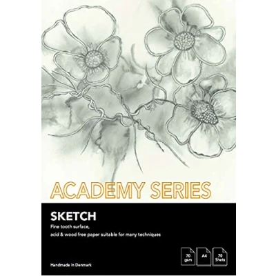 Imagen de PLAY CUT Academy Series Bloc de dibujo (A4, 70 g/m2), hojas papel DIN A4, para dibujar bocetos, práctico sketchbook y almohadilla dibujo, cuaderno premium A4