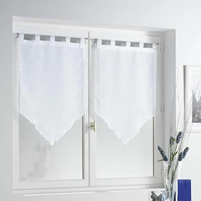 Imagen de Douceur d&#039;Intérieur LISSEA 2 Cortinas de Malla Gasa 60/160, Color Azul, Tela, Blanco, 160 x 60 cm,