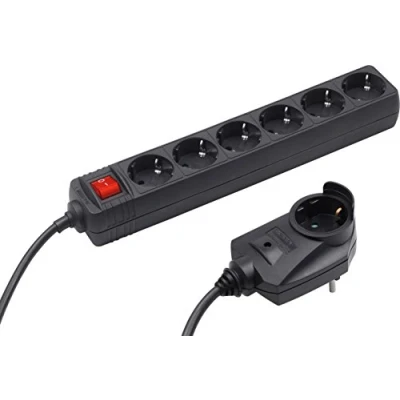 Imagen de Meister 7430660 Tira de la potencia 6 más 1, 2 m, negro con el interruptor