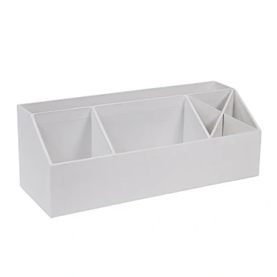 Imagen de Bigso Box of Sweden Caja dividida en 4 compartimentos Bandeja clasificadora para notas, clips, bolis, etc. Organizador de escritorio tablero fibras y papel con aspecto lino blanco